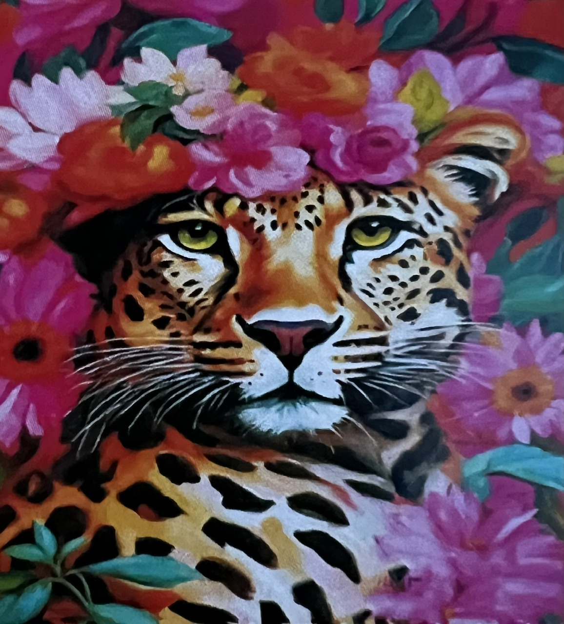 Leopard med Blommor i sitt hår, Noessa, Diamond Painting