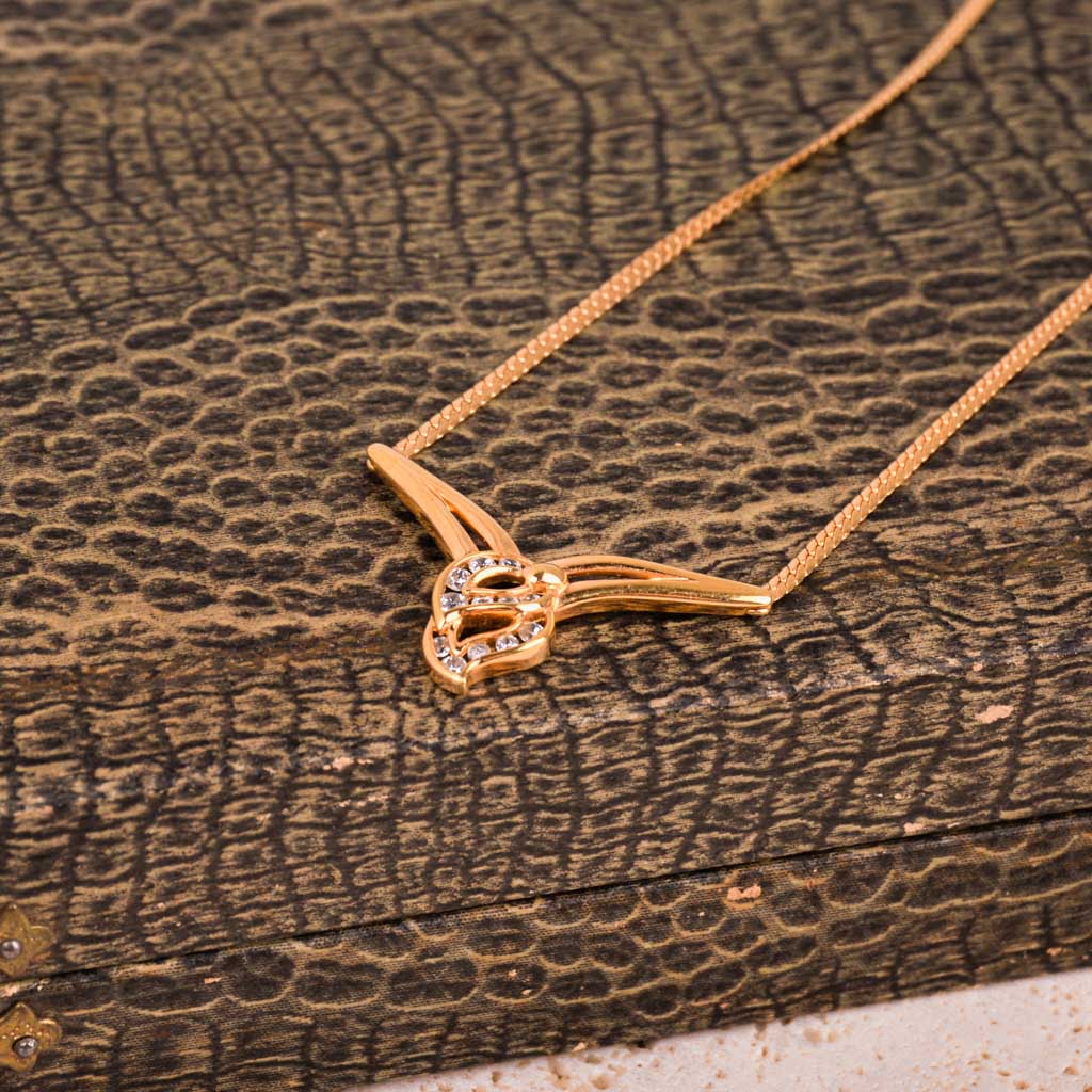 Guldcollier med "V" fattning och S-länk 42cm Vintage - 5