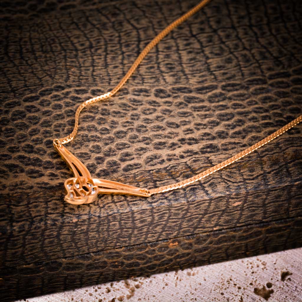 Guldcollier med "V" fattning och S-länk 42cm Vintage - 6