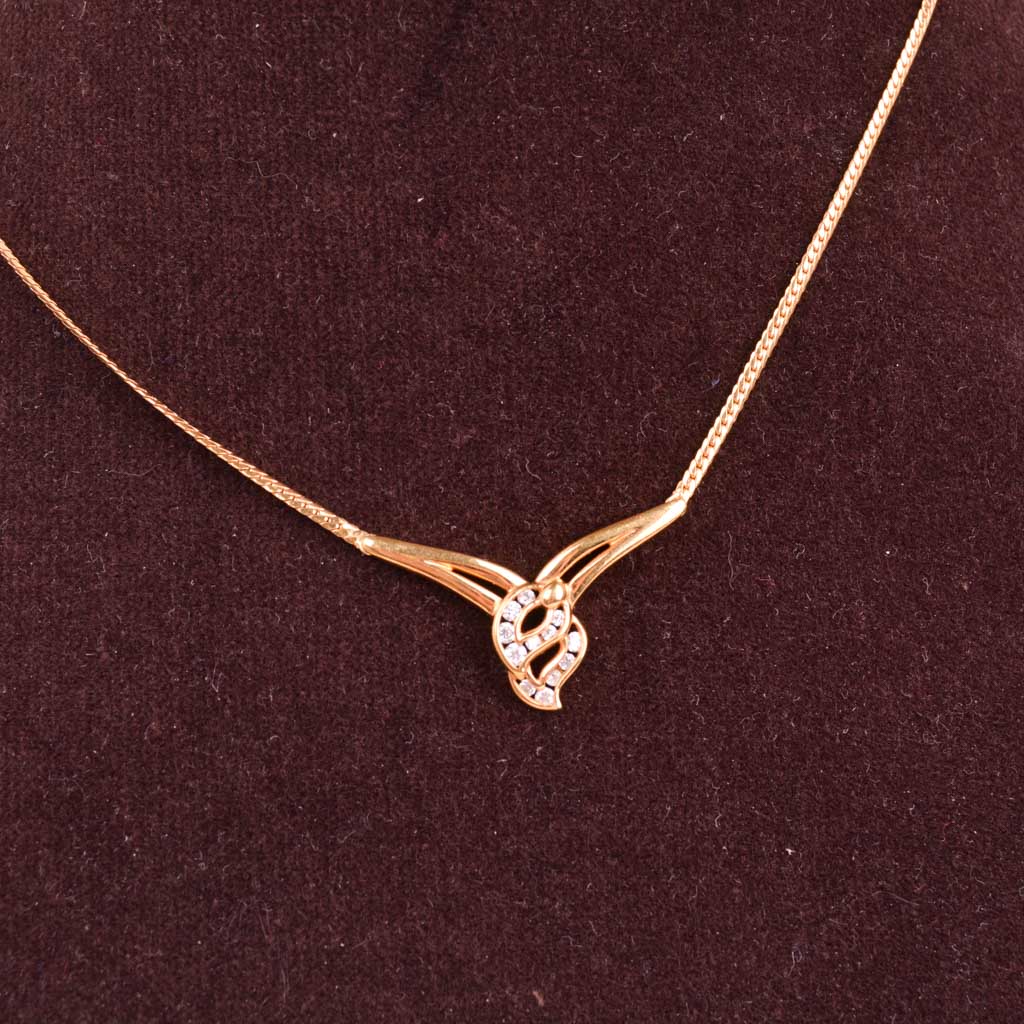 Guldcollier med "V" fattning och S-länk 42cm Vintage - 3