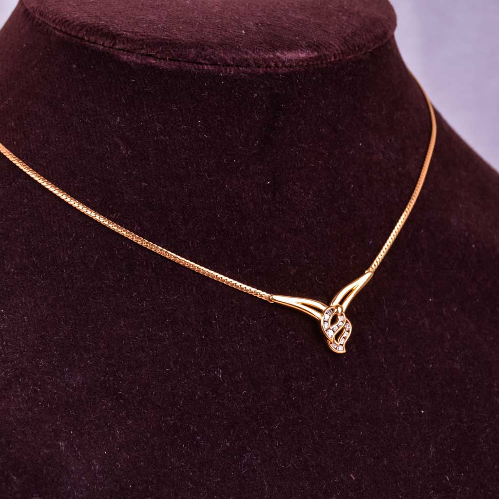 Guldcollier med "V" fattning och S-länk 42cm Vintage - 4