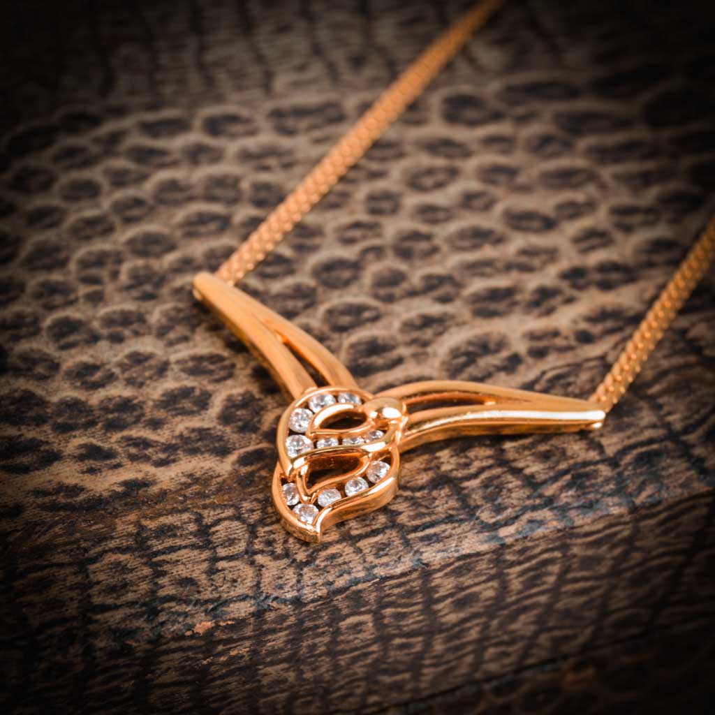 Guldcollier med "V" fattning och S-länk 42cm Vintage