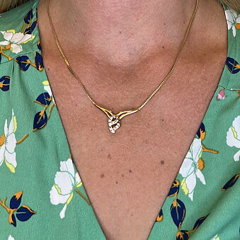 Guldcollier med "V" fattning och S-länk 42cm Vintage