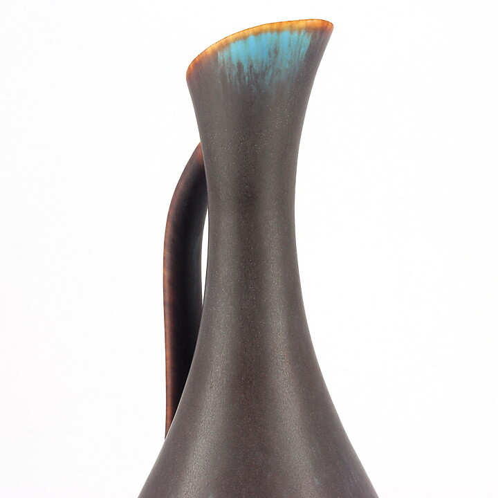 グナー・ニールンド ARBシリーズ  ブラウンとターコイズ色の持ち手付き花瓶  Vase  (26 cm)  1950年代 (2)