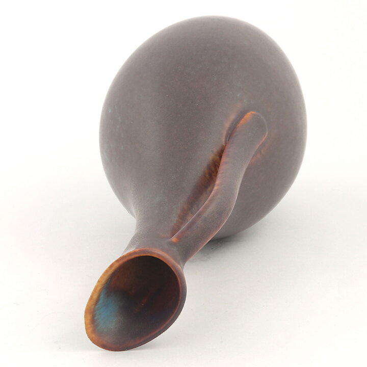 グナー・ニールンド ARBシリーズ  ブラウンとターコイズ色の持ち手付き花瓶  Vase  (26 cm)  1950年代 (2)
