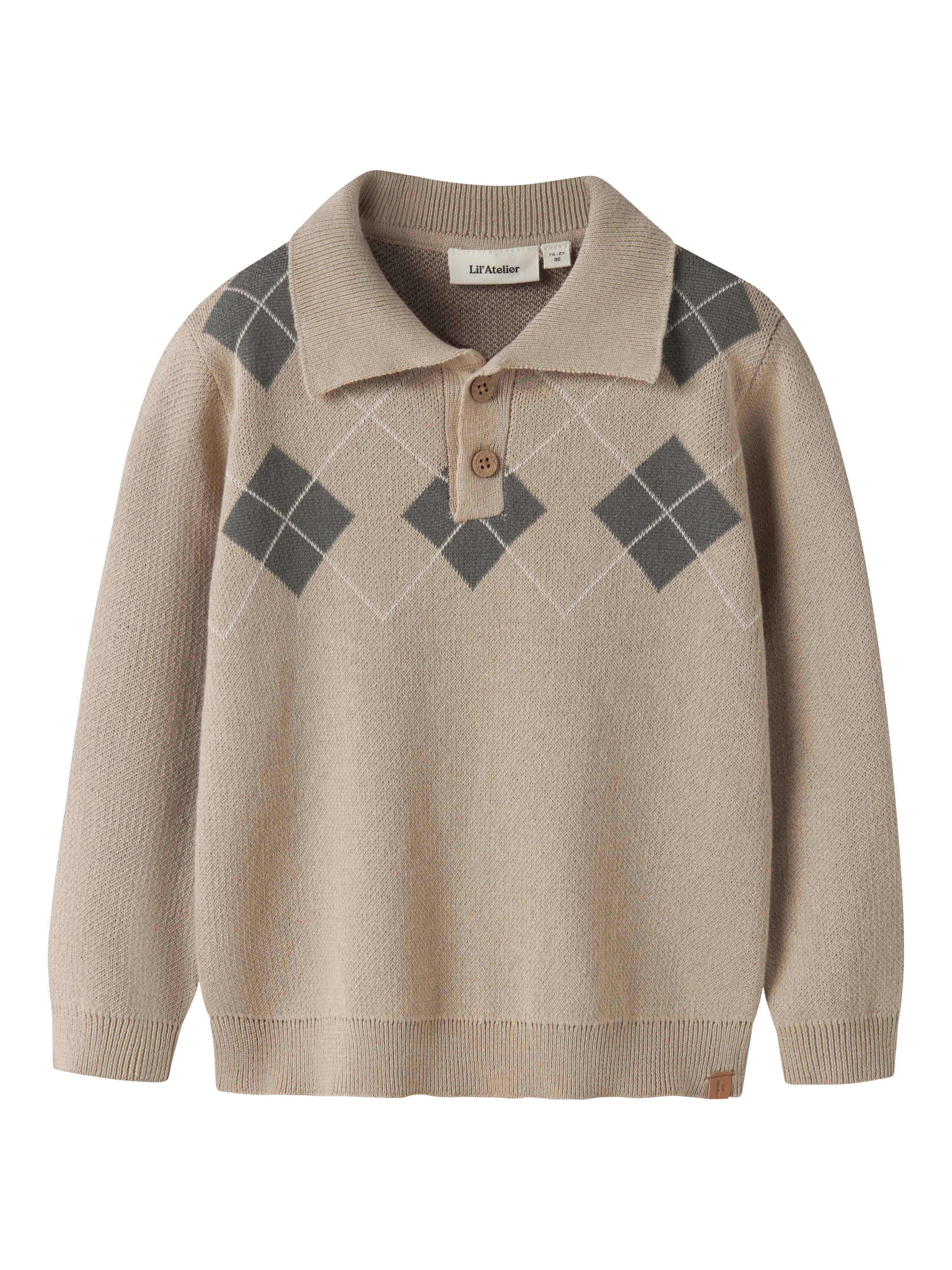 NMMRONAN LS KNIT POLO LIL White Pepper MULLED BASIL
