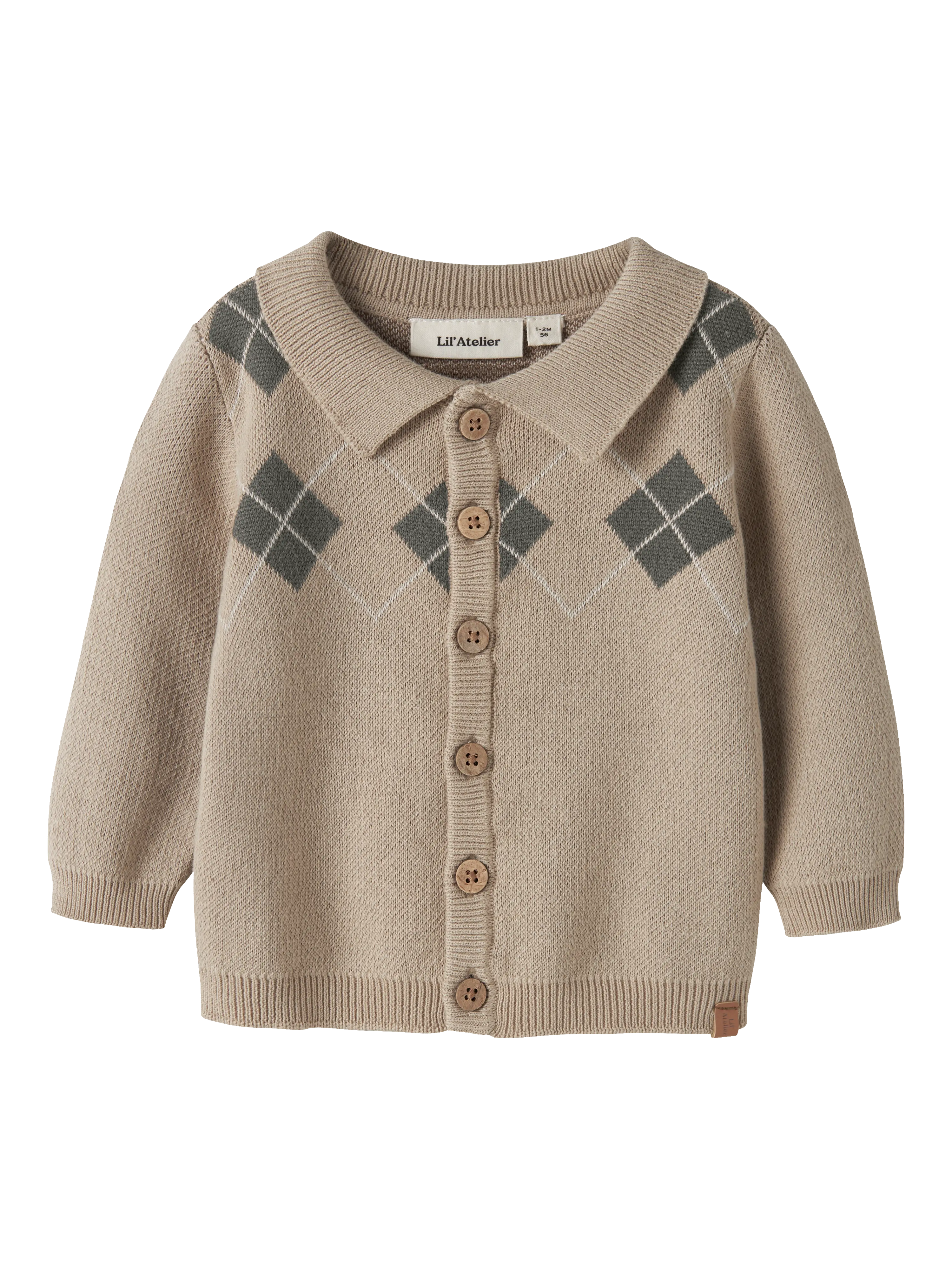 NBMRONAN LS KNIT POLO CARD LIL White Pepper MULLED BASIL