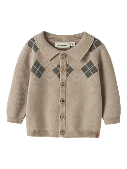 NBMRONAN LS KNIT POLO CARD LIL White Pepper MULLED BASIL