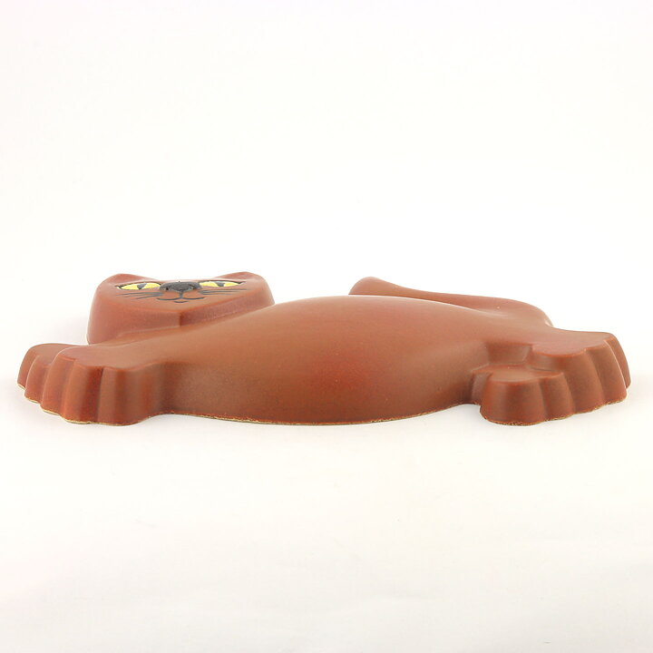 ピア・ロンダール  陶板  走る茶色いネコ  30cm  1980年代
