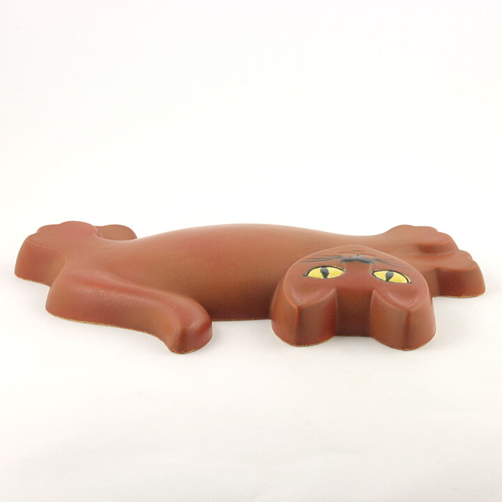 ピア・ロンダール  陶板  走る茶色いネコ  30cm  1980年代