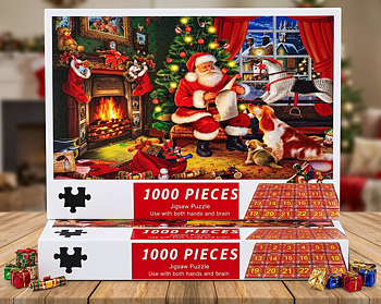 2 st. Super Juligt motiv Adventskalender 2026, Santa 1000 pusselbitar, julkalender pussel