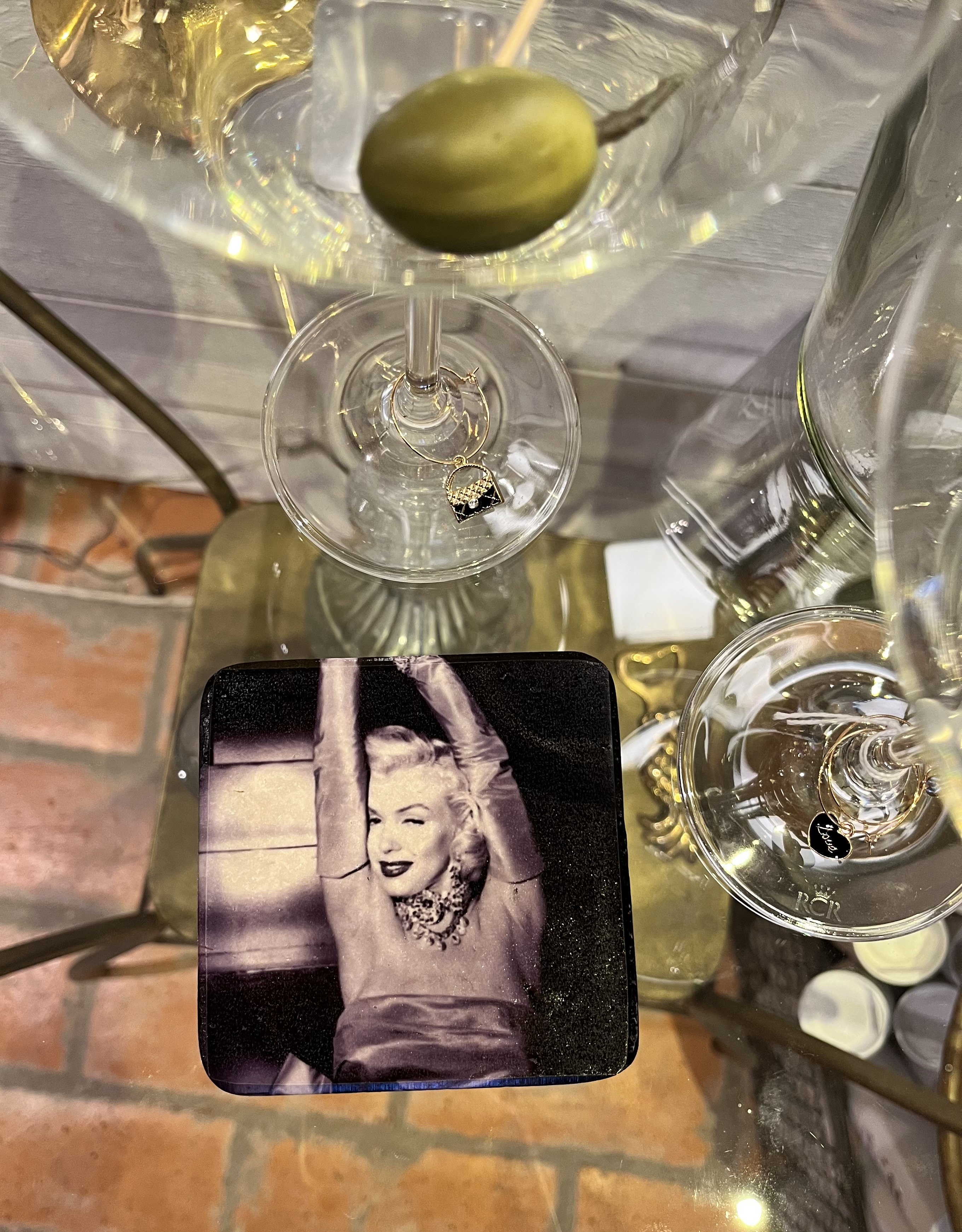 Glasunderlägg -  Marilyn Monroe - Diamonds Are a Girl’s Best Friend, svart-vit - 2