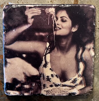 Glasunderlägg -  Sophia Loren -  spaghetti 