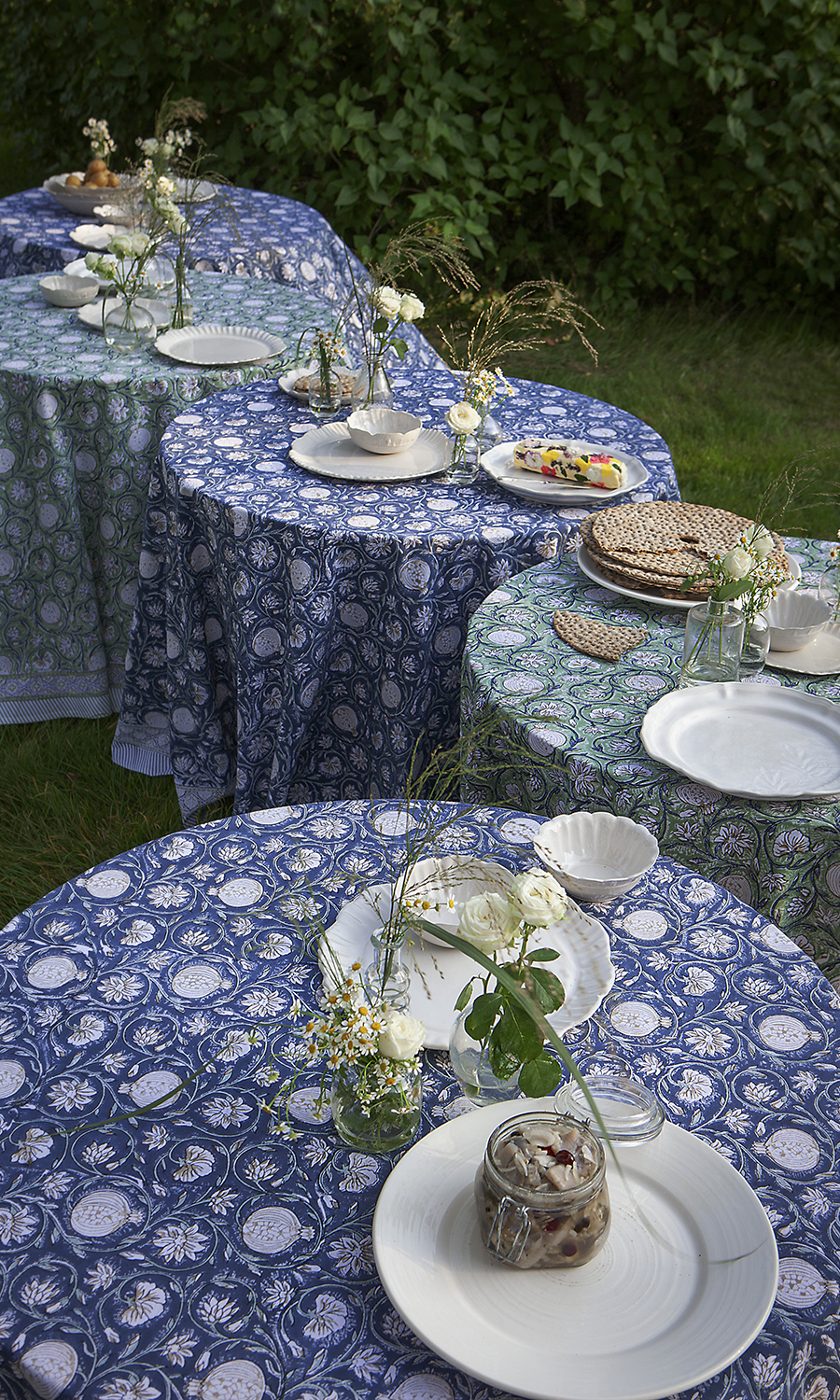 Rund bomullsduk Tangier Pomegranate Blue - 3
