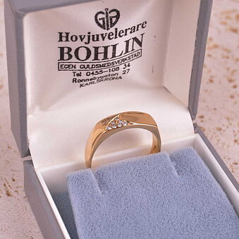 Klackring 18k guld Engelbert 0,07ct, Vintage