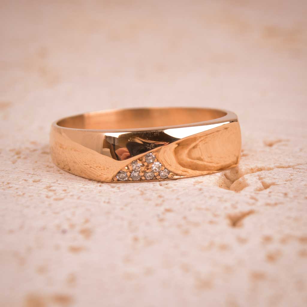 Klackring 18k guld Engelbert 0,07ct, Vintage - 6