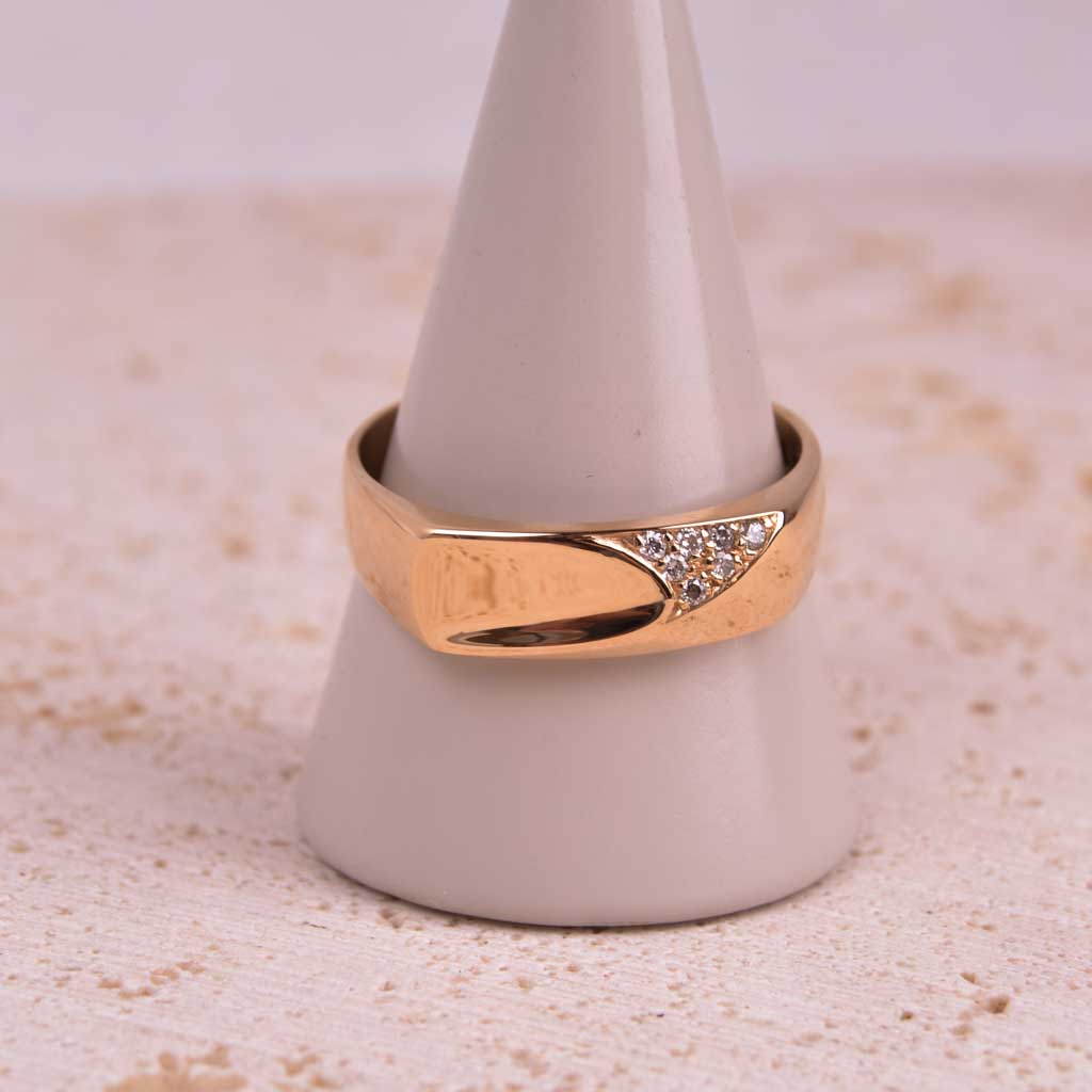 Klackring 18k guld Engelbert 0,07ct, Vintage - 3
