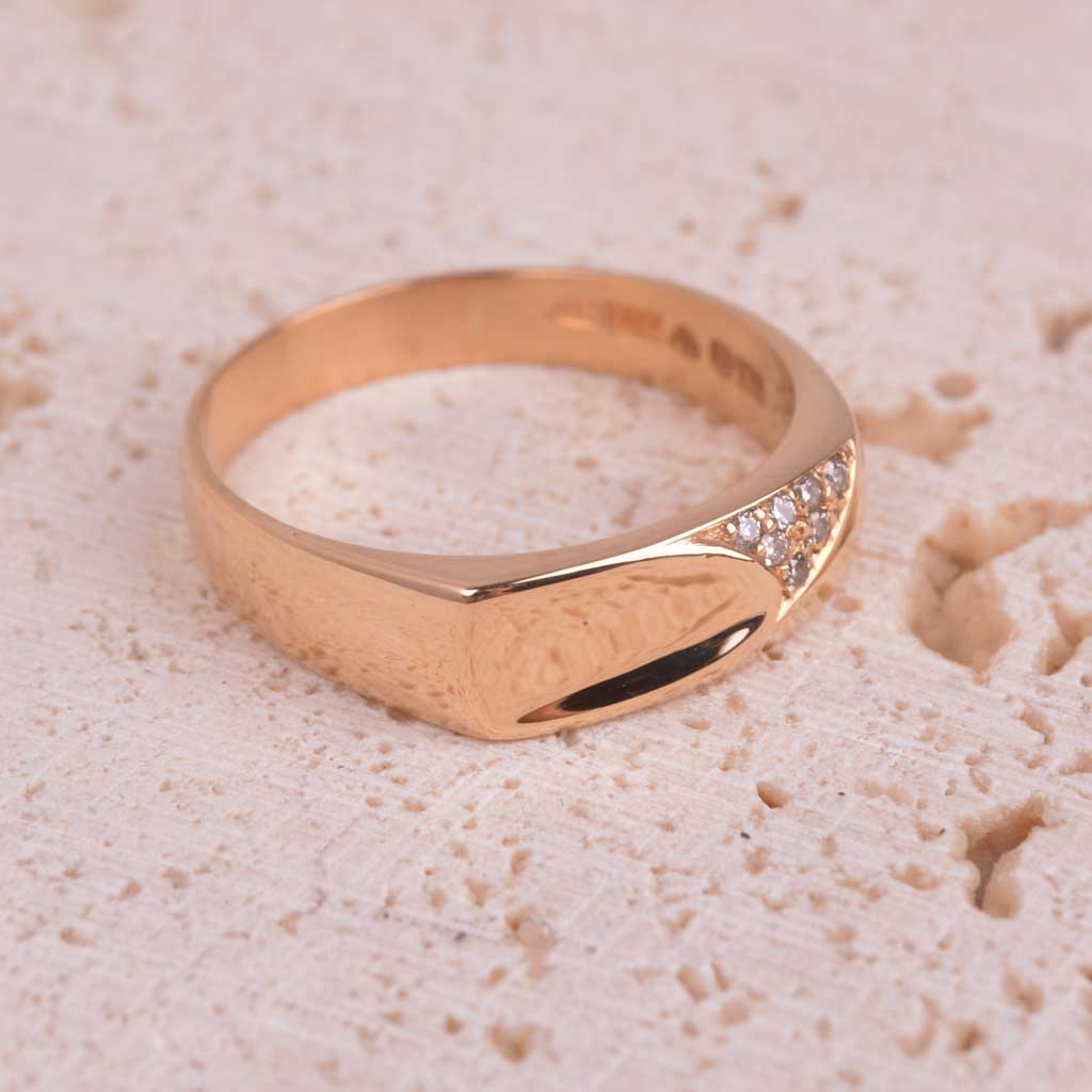 Klackring 18k guld Engelbert 0,07ct, Vintage - 4