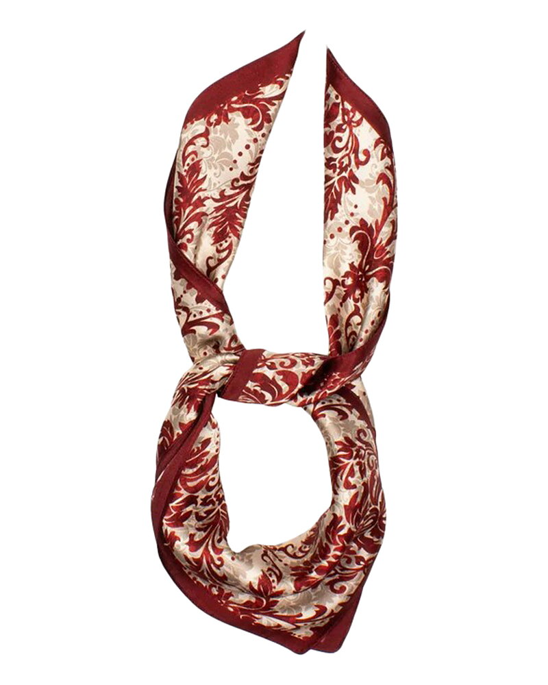 Sidenscarf Bedsted mönstrad vinröd/beige