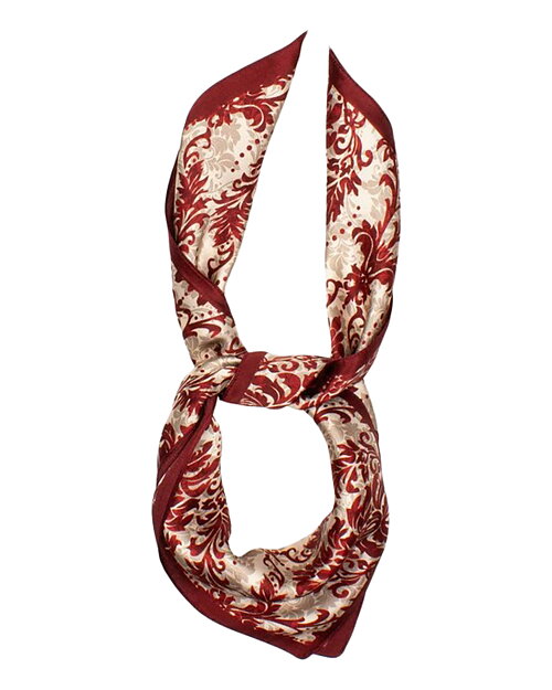 Sidenscarf Bedsted mönstrad vinröd/beige