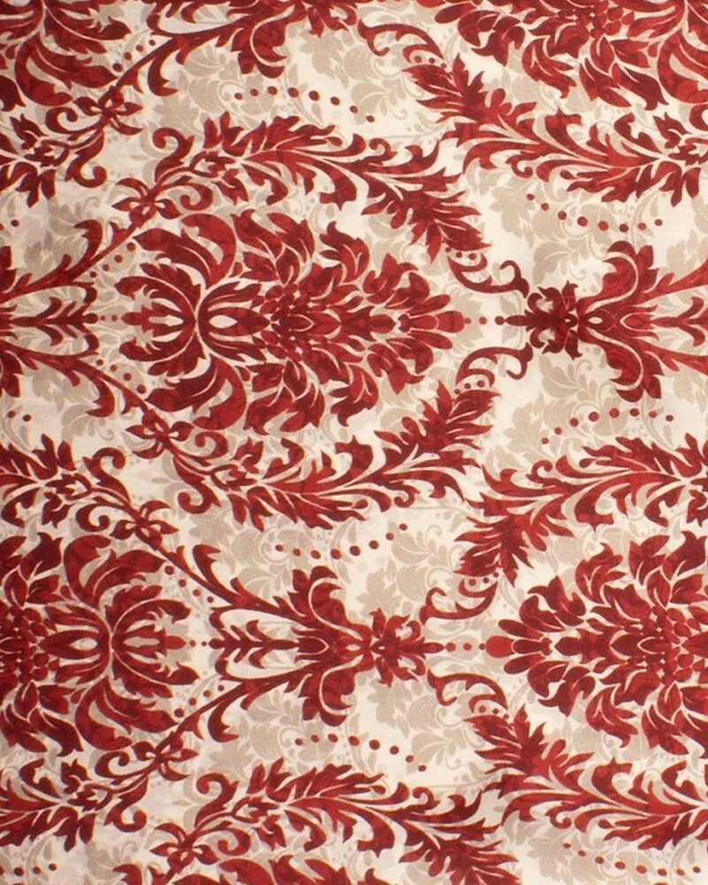Sidenscarf Bedsted mönstrad vinröd/beige