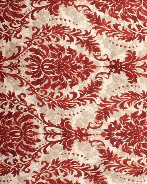 Sidenscarf Bedsted mönstrad vinröd/beige - 2