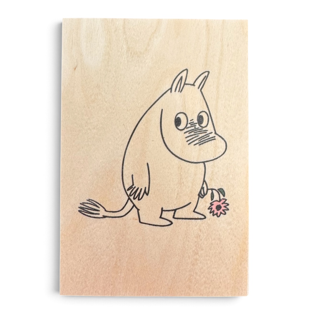 Mumin Träkort - Mumintrollet med blomma
