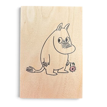 Mumin Träkort - Mumintrollet med blomma