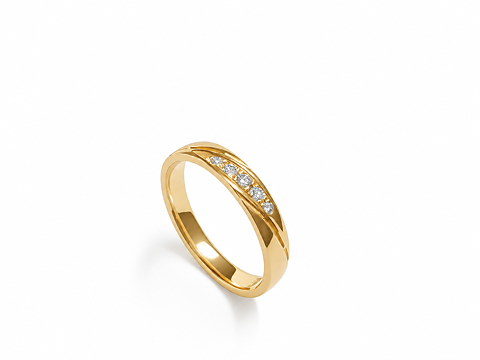 Guldring  18 k med diamanter