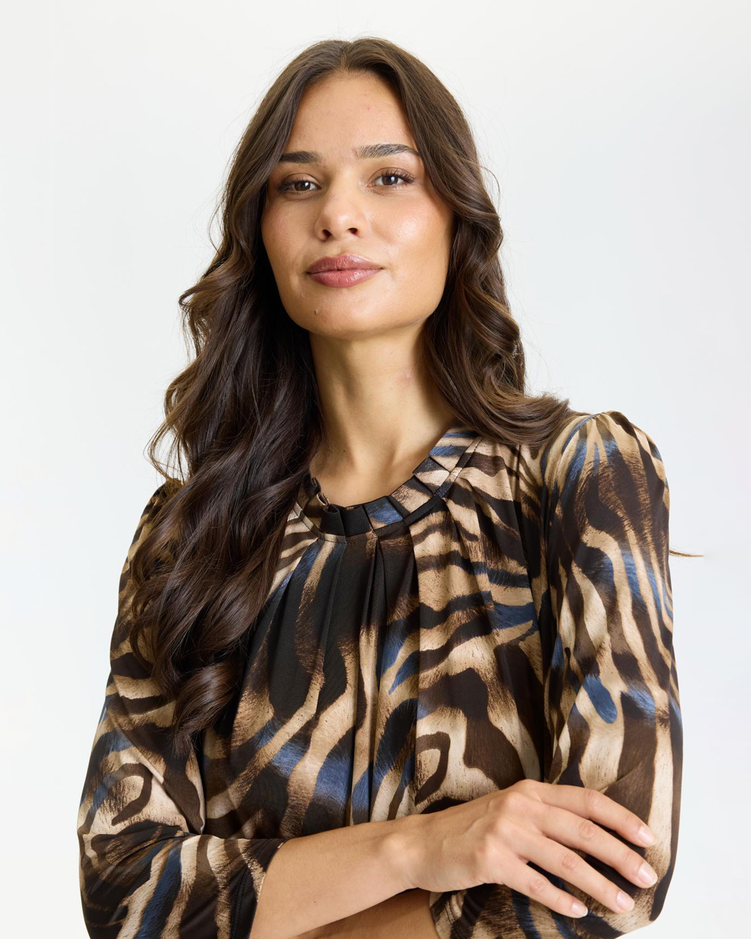 Topp Grazia zebramönster beige/blått/brunt - 3