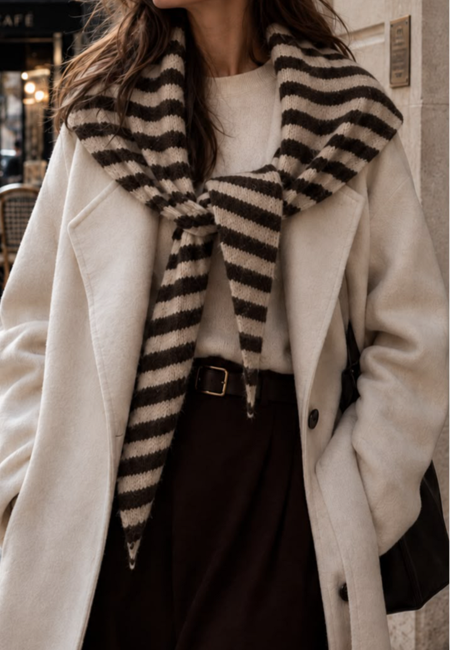 SCARF STICKAD - RANDIG/BRUN