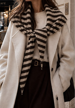 SCARF STICKAD - RANDIG/BRUN