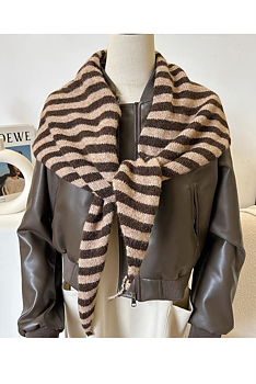 SCARF STICKAD - RANDIG/BRUN
