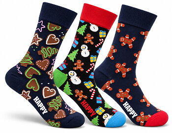 3-Pack Happy Socks Gingerbread Socks