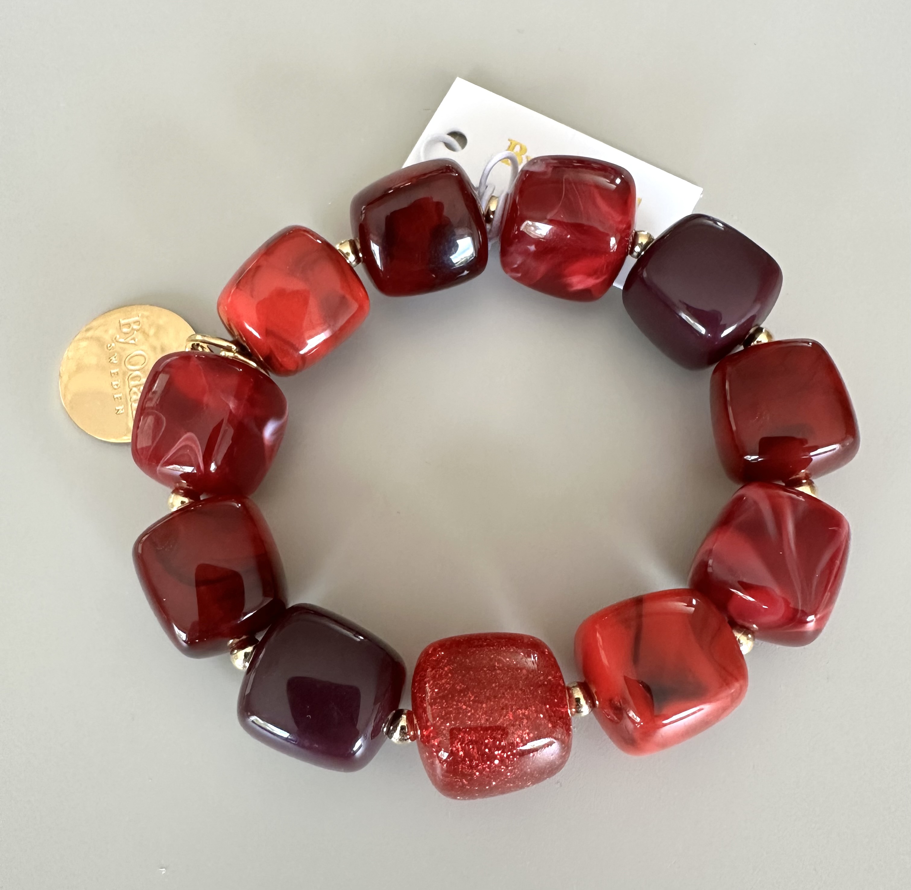 Chunky armband vinröd