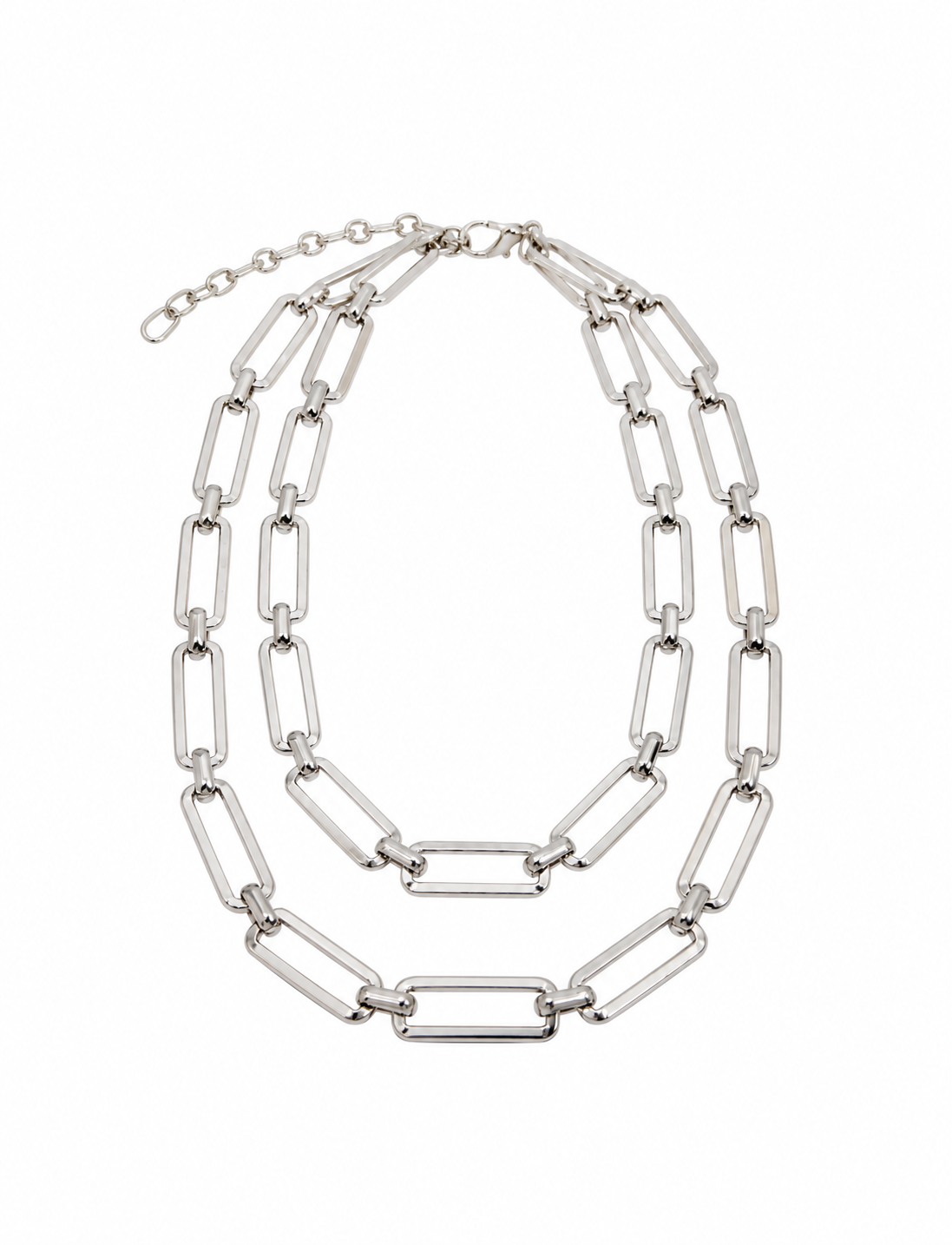 SURI CHAIN NECKLACE DOUBLE SILVER