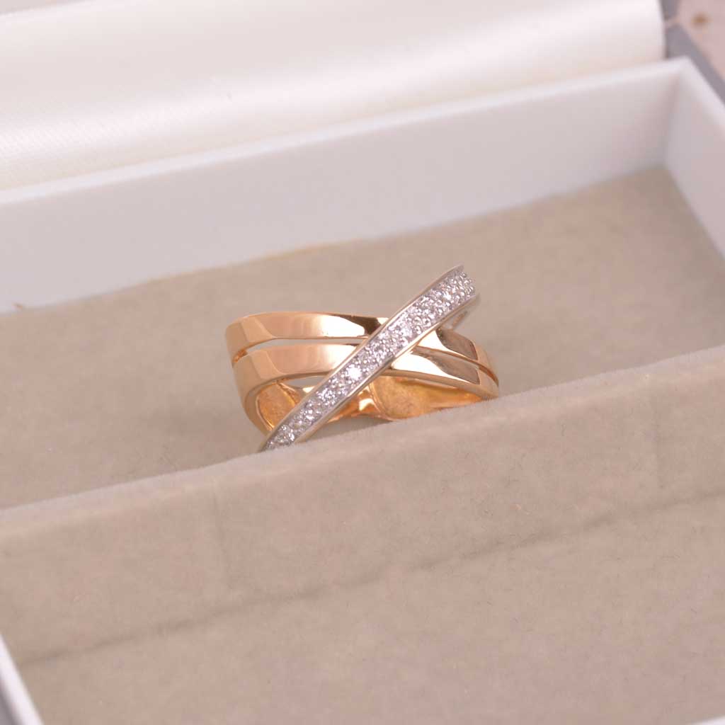 Guldring Fantasidesign Diamanter, Vintage