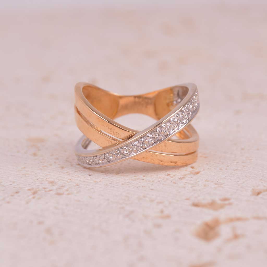 Guldring Fantasidesign Diamanter, Vintage - 4
