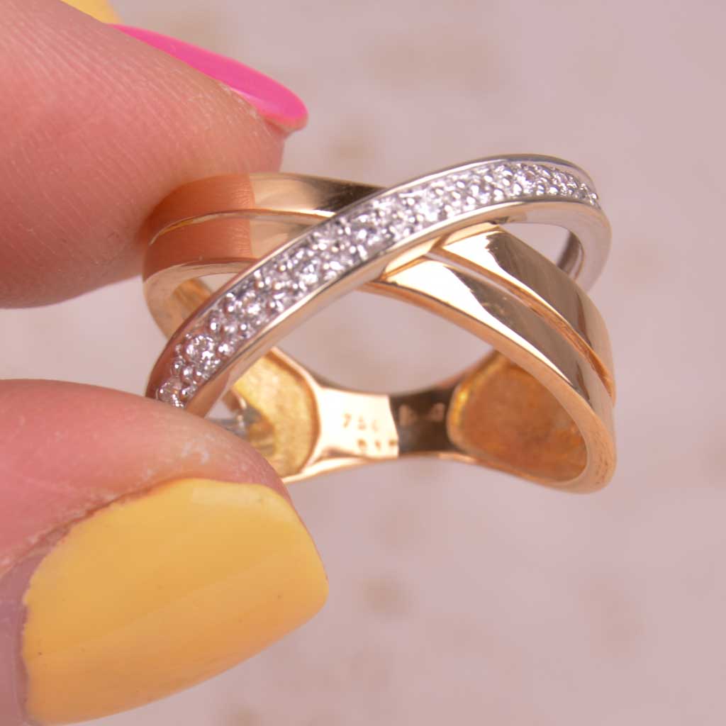 Guldring Fantasidesign Diamanter, Vintage - 6