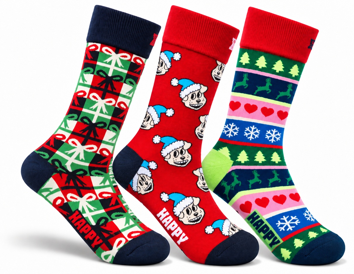 3-Pack Happy Socks Christmas Present Socks