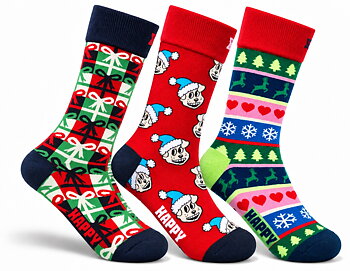 3-Pack Happy Socks Christmas Present Socks
