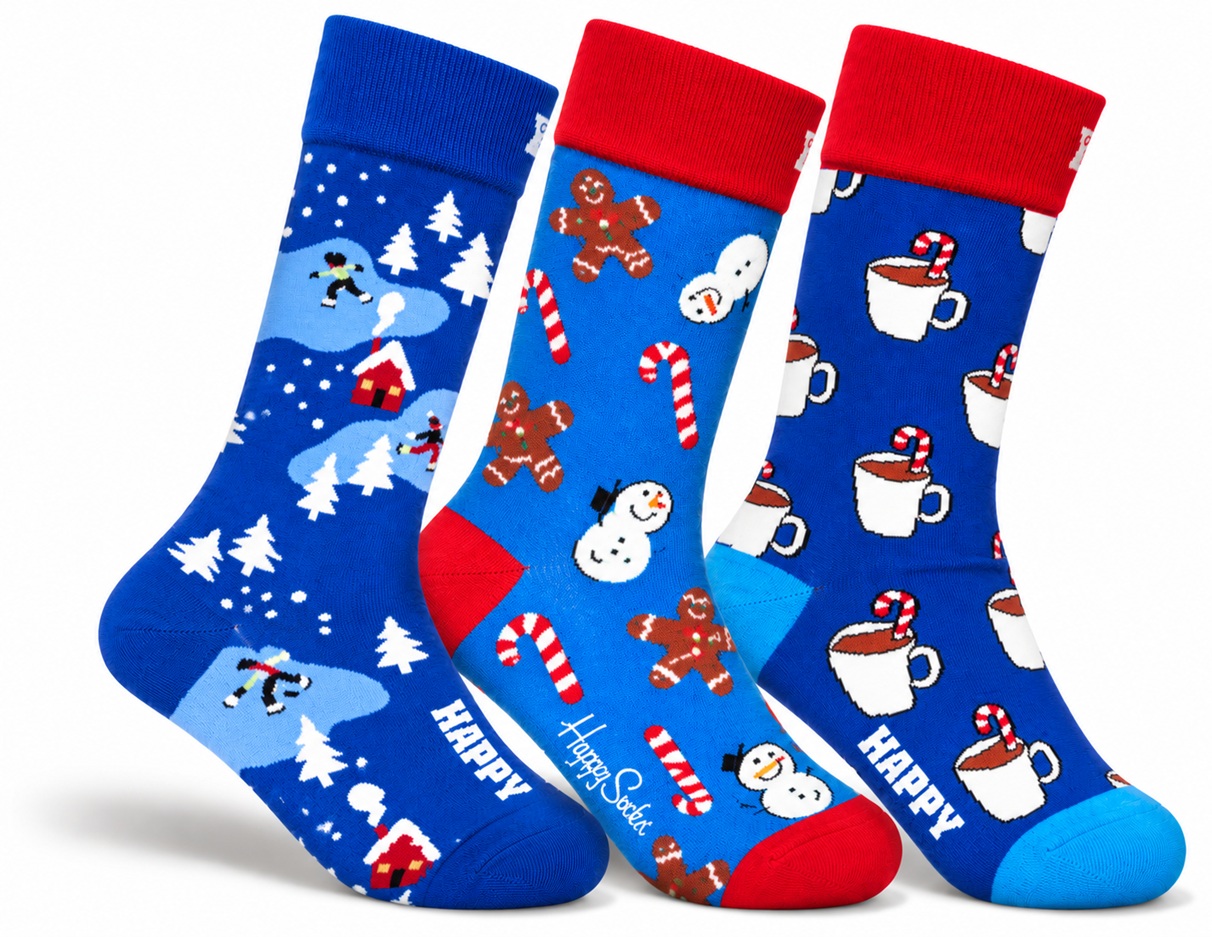 3-Pack Happy Socks Christmas Winter Socks