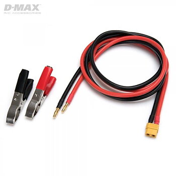 D-Max Strömförsörjningskabel XT60 IDST med Batteriklämmor & 4mm 1m