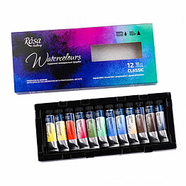 ROSA Gallery akvarellset Classic – 12 färger, tuber 10 ml, kartong