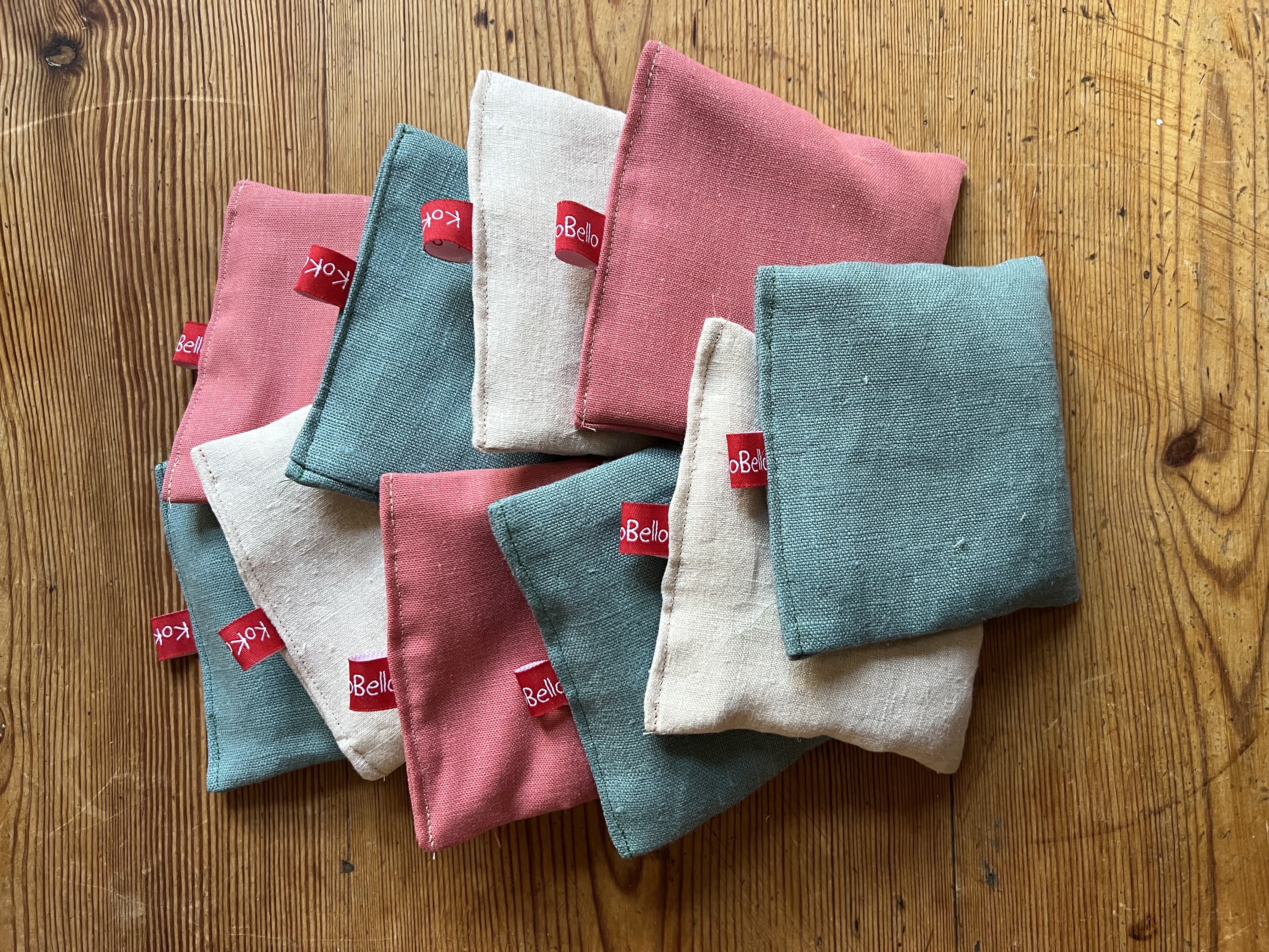 Handgjord sensorisk ärtpåse i linne – Montessori-inspirerat material - Rosa  - 2