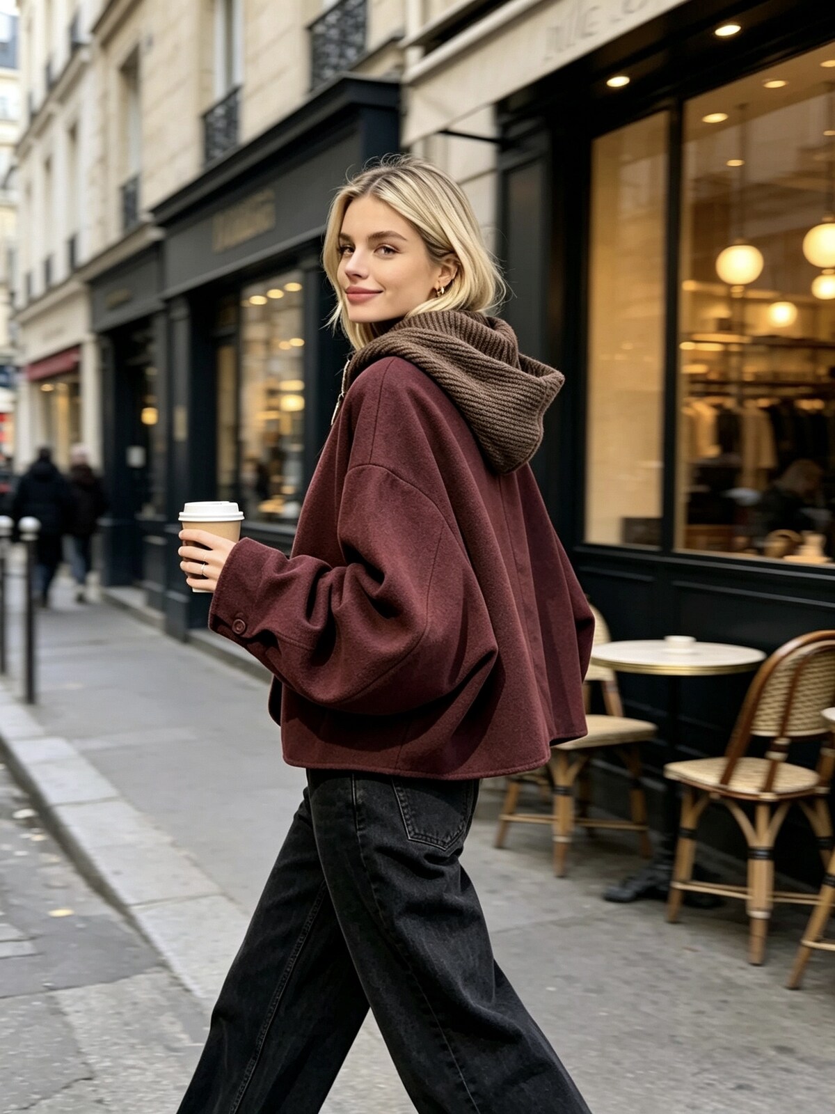 Jacket with hoodie burgundy - 2