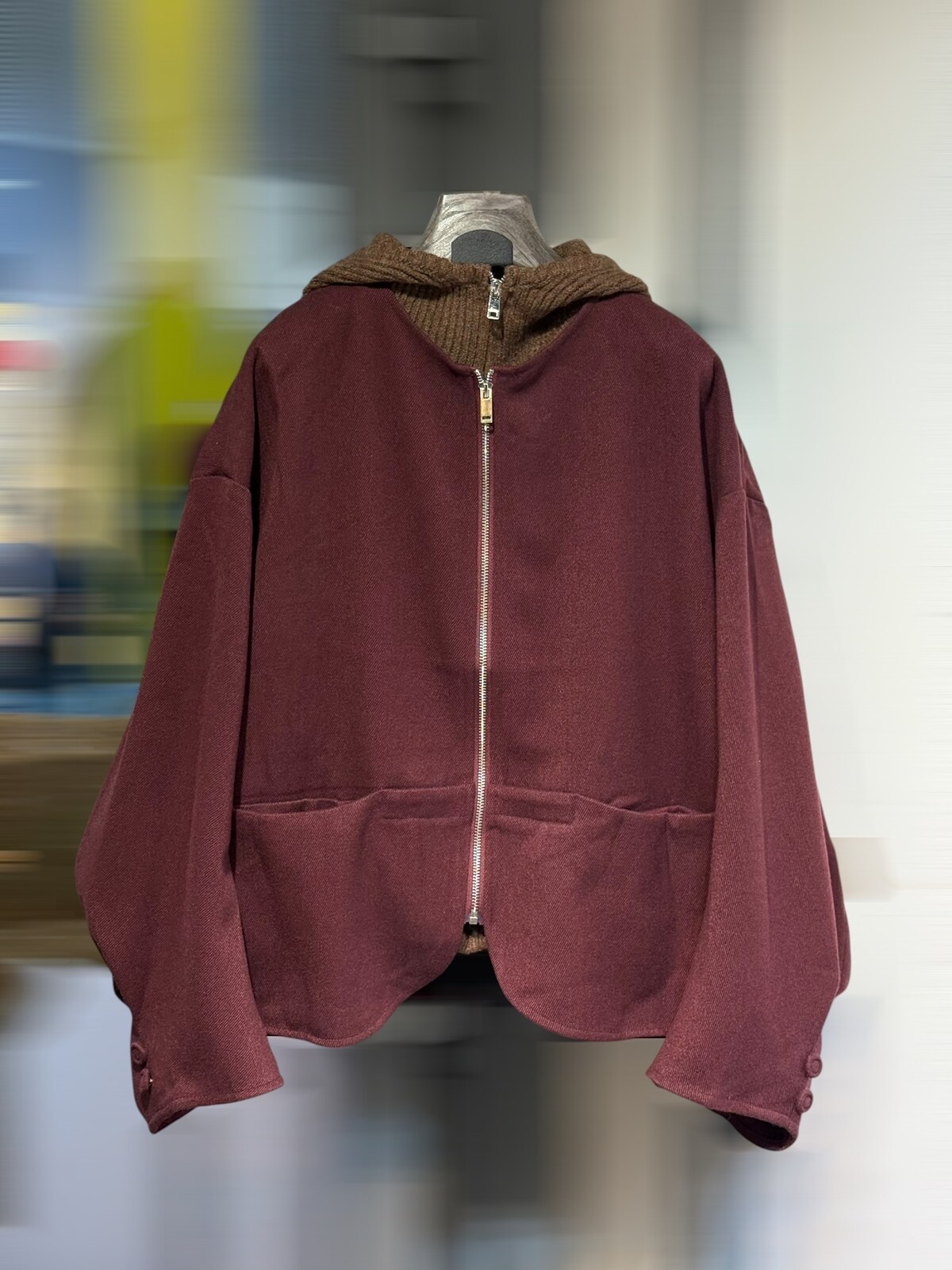 Jacket with hoodie burgundy - 3