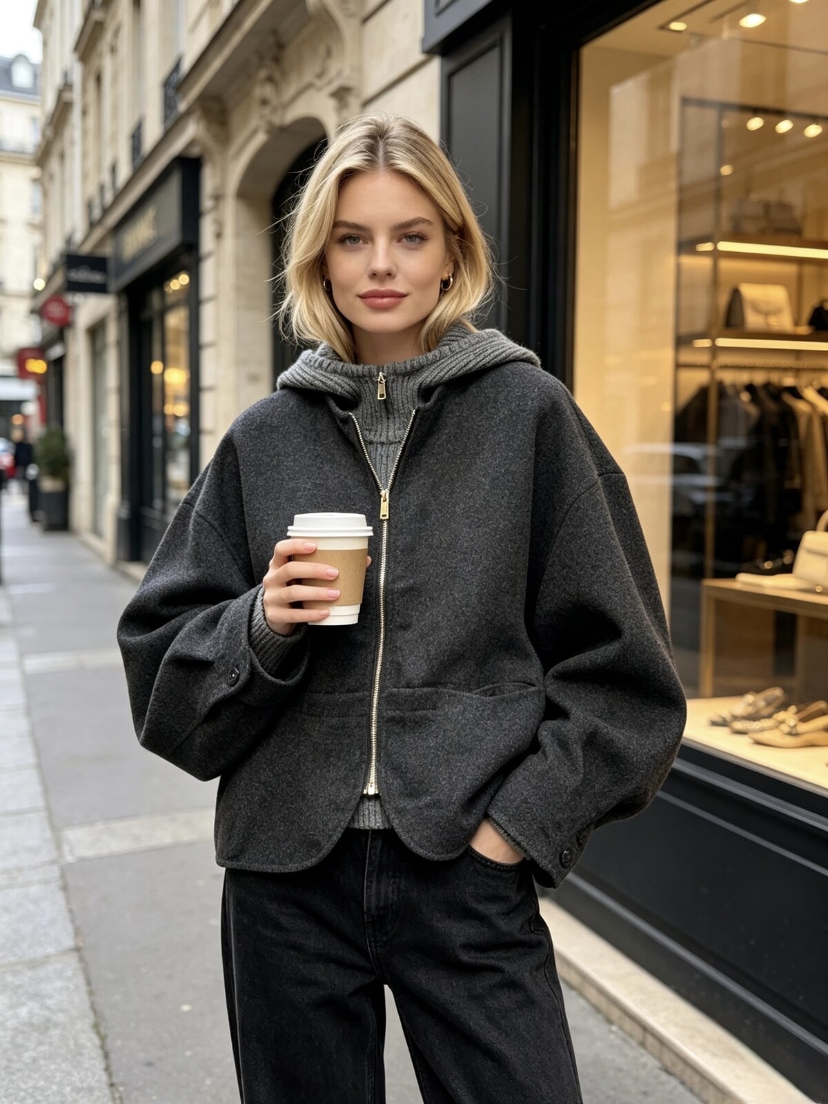 Jacket with hoodie antracite - 2