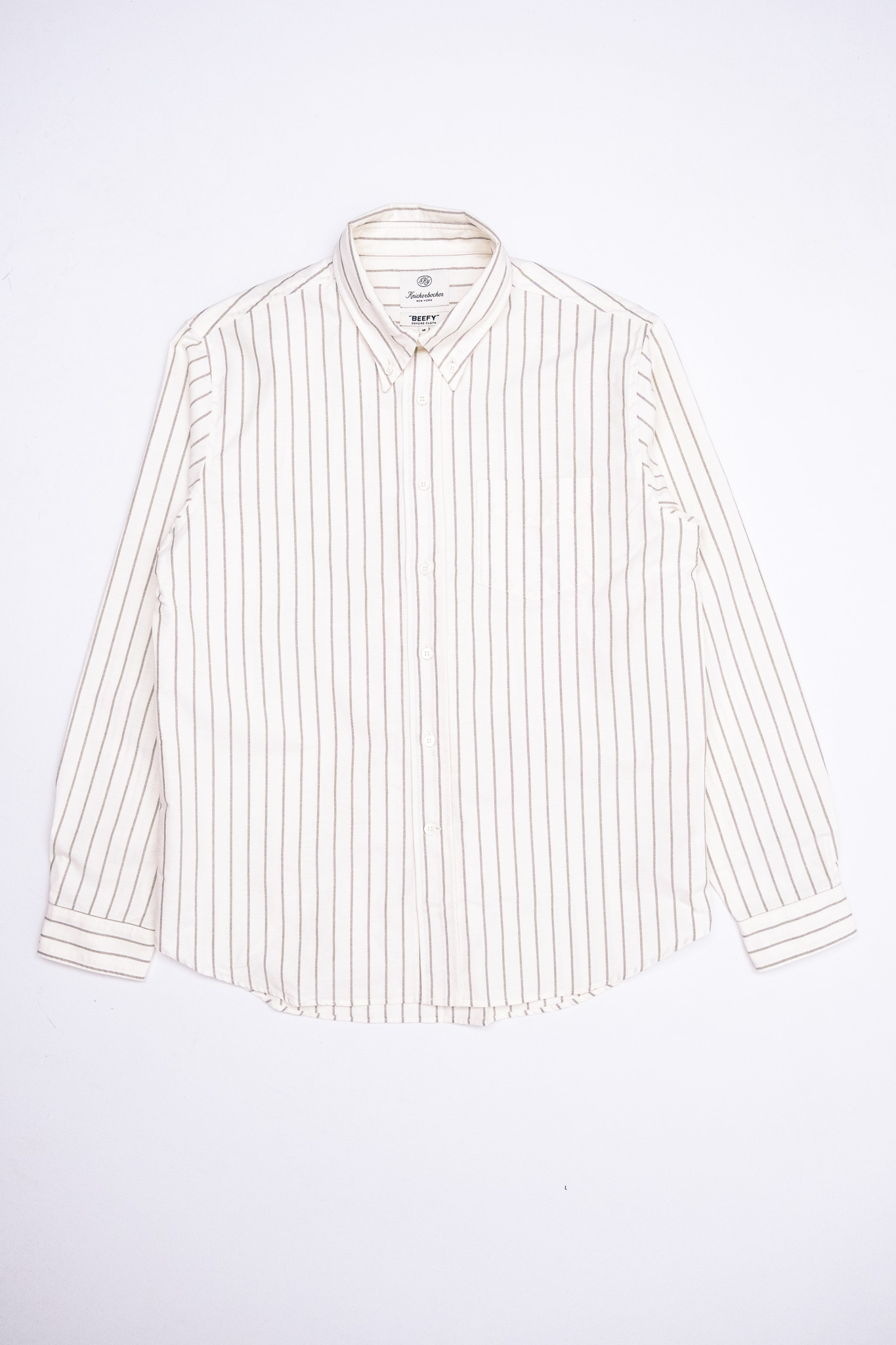 Knickerbocker - "Beefy" Cotton Oxford Bone & Olive Stripe - 2