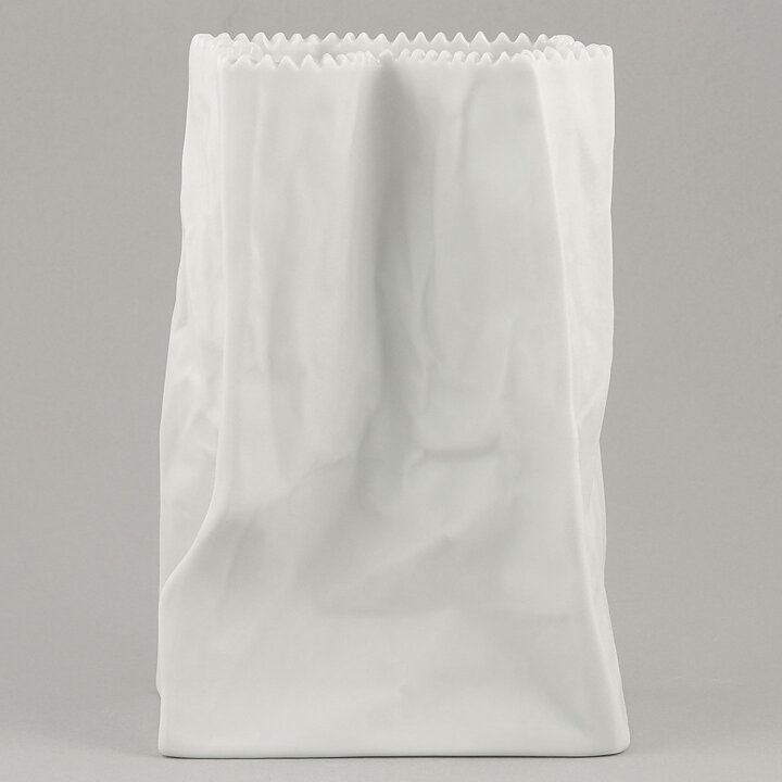 Tapio Wirkkala (Do Not Litter 1977) White Bag Vase 15 cm  (Rare Version)